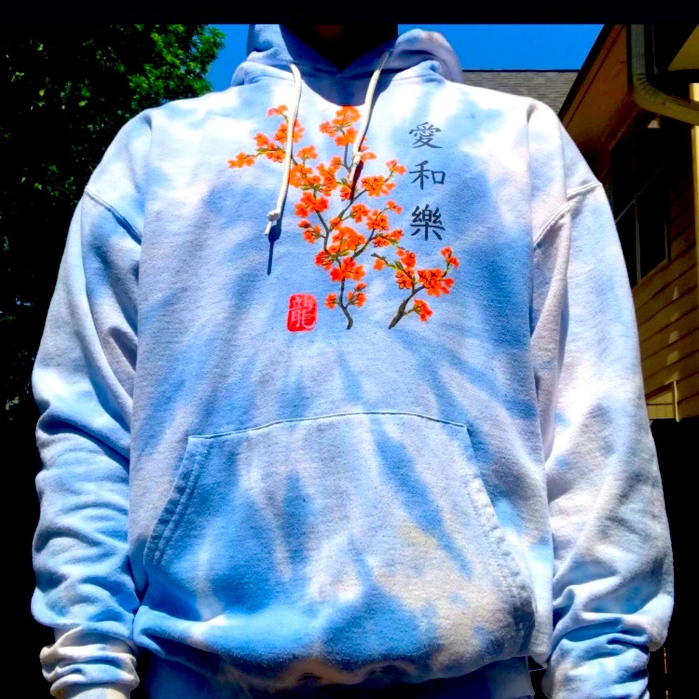 Floral Cherry Blossom Tie Dye Hoodie